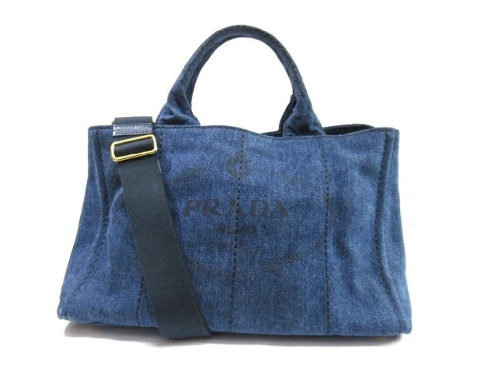 Prada Canapa bag handbag shoulder denim Indigo Blue